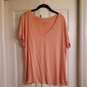 G by Giuliana Soft Coral V-Neck Tee